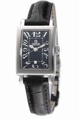 Gevril Women's 8042N Super Mini Black Dial Black Leather Wristwatch