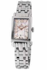 Gevril Women's 8045RB Super Mini White Dial Stainless Steel Date Wristwatch