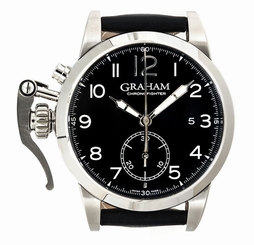 Graham Chronofigher 1695 Steel Black Automatic Strap Mens Watch 2CXAS.B01A.L17S