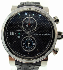 Graham Mercedes GP Carbon Fiber Dial Chronograph Watch - Box & Papers