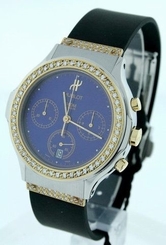 NEW Hublot Classic Elegant Chronograph $16,200.00 Gold and Steel Diamond watch.