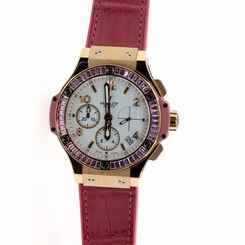 HUBLOT TUTTI FRUTTI BIG BANG 18K ROSE GOLD FACTORY SET PINK SAPPHIRE BAGUETTE