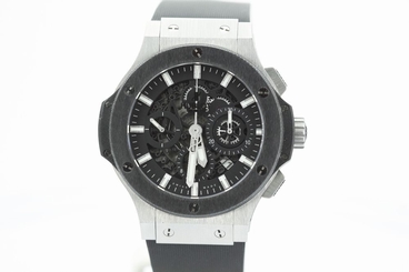 Hublot Aero Bang Stainless Steel Black Ceramic Bezel 311.SM.1170.GR Rubber Strap