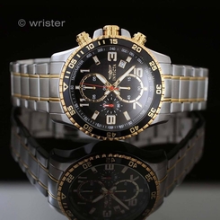 Invicta Specialty Chronograph 18k GOLD Plated Two Tone Black SS NEW Mens Watch !