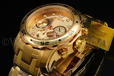 Invicta Men Pro Diver Scuba 18K Gold Plated Swiss Chrono S.S Bracelet Watch NEW