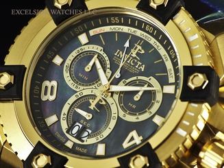 New Invicta Reserve Men's Grand 63mm Arsenal Swiss Made Chrono 18K Gold IP Watch 843836003407