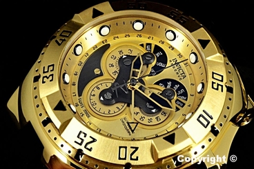 Invicta Reserve Excursion Master Calendar 18K Gold Tone Swiss Made Chrono Watch