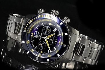 Invicta Mens II Collection Swiss Chronograph Blue Dial Stainless Steel Watch NEW