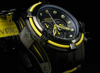 Invicta Reserve 52mm Bolt Zeus Black Dial Swiss Made Chrono S.S Bracelet Watch