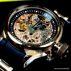Mens Invicta Russian Diver 18kt Rose Gold Plated Mechanical Skeleton Watch New