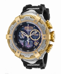 Fake AAA Invicta 21362 Men's Bolt Reserve Chrono Black Silicone & MOP Dial Gold-Tone Watch