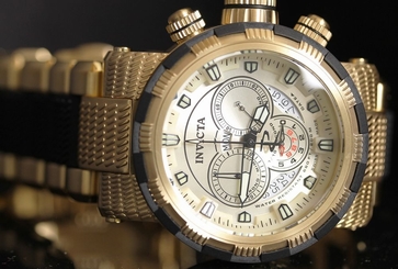 Invicta Mens Reserve CAPSULE Swiss Made Chrono Champagne Dial Gold Plated Watch