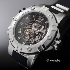 Men's Skeleton Dial Invicta Pro Diver Mechanical Black Silicone Strap 50mm Watch