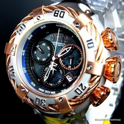 Invicta Reserve Thunderbolt Black MOP Swiss Chronograph Rose Silver Watch New