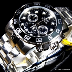 Mens Invicta Pro Diver Black 50mm Chronograph Stainless Steel Watch New