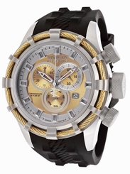 Invicta 15781 Men's Bolt Reserve Chrono Black Polyurethane Gold Tone Dial Watch