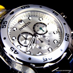 Mens Invicta Pro Diver Scuba Silver-Tone Steel Chronograph Swiss Parts Watch New