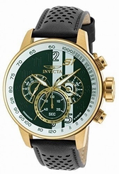 Invicta Men's S1 Rally Chrono Stainless Steel Black/White Leather Watch 19908