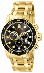 Invicta Men's 0072 Pro Diver Gold & Black Dial Swiss Watch Authorized Retailer