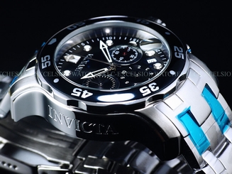New Invicta Men ProDiver Scuba Swiss Chrono Classic Black Dial SS Bracelet Watch