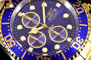 Men's Invicta Pro Diver Indigo Blue Dial 2-Tone SS Chronograph Dial $695 Watch ! 843836017732