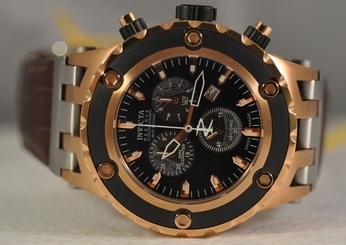 New Men's Invicta 5214 Subaqua Reserve Swiss Chrono Black Dial Leather Watch