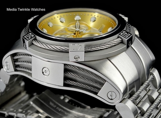 NEW Invicta Reserve Bolt ZEUS Swiss Quart Gold Dial Silver Tone Bracelet Watch