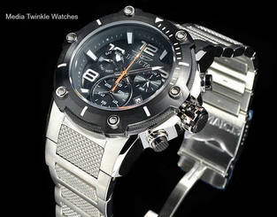 Invicta Speedway XL Black Dial Swiss Parts Chronograph Silver Bracelet Watch