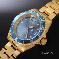 SWISS MADE AUTOMATIC Invicta Pro Diver 18k Gold IP Sellita SW200 Blue Dial Watch