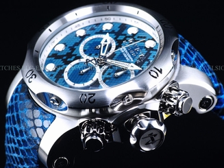 New Invicta 52mm Blue Snake Venom Swiss Made Chrono Leather 1000M SS Diver Watch