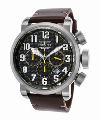 Invicta 22260 Men's Aviator Chronograph Brown Genuine Leather Carbon Fiber