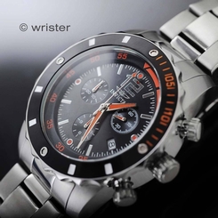 Invicta Specialty Swiss Chrono Black Dial Orange Silver SS Bracelet Mens Watch !
