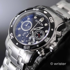  Invicta Pro Diver Scuba Black Dial Stainless Steel Chronograph 48mm Men's Watch