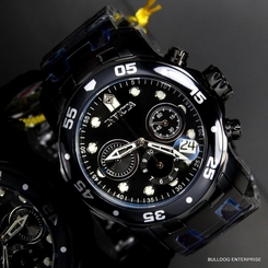 Invicta 48mm Pro Diver Scuba Black Steel Chronograph Swiss Parts Watch New