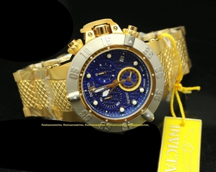 Invicta Subaqua Noma III Swiss Chrono Blue Dial 18KT Gold-Plated Bracelet Watch