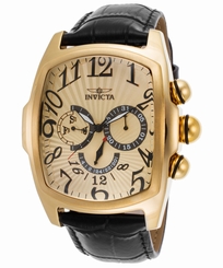 Invicta 21500 Men's Sp. Ed. Lupah Multi-Fun. Black Leather Gold-Tone Dial 18K