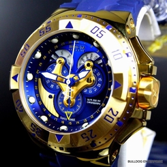 Invicta Reserve Excursion Swiss 5040F Master Calendar Blue Gold Plated Watch New