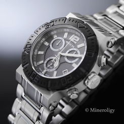 SWISS MADE Invicta Reserve Chronograph Charcoal Gray Dial Silver SS Mens Watch !