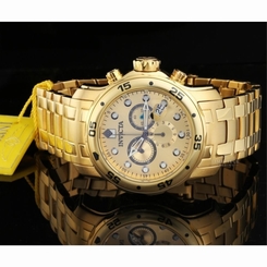Invicta 0074 Men's Pro Diver Scuba Champagne Dial Gold Steel Bracelet Dive Watch