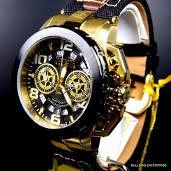 Invicta Reserve Nitro Racing Swiss Leather Nylon Gold Tone Chronograph Watch New