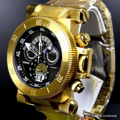 Invicta Coalition Forces 18kt Gold Plated Black Chronograph Swiss Watch New 886678218486