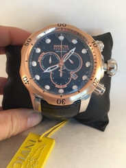 Invicta Men's 0360 Reserve Collection Venom Chronograph Black Leather Watch-HY 843836003599