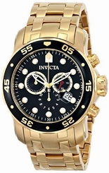 Invicta Men's Pro Diver Chronograph 200m Gold Plated Stainless Steel Watch 0072