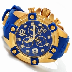 11173 Invicta Reserve 48mm Octane Swiss Chrongraph 18KT GP Case Blue Strap Watch