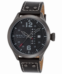 Invicta 22186 Men's I-Force Black Genuine Leather & Dial Gunmetal IP