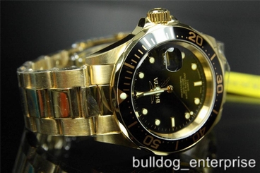 Mens Invicta Pro Diver 23kt Gold Plated 200 Meters Black Dial Watch New 843836093118