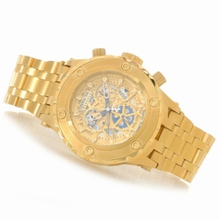 Invicta Mens Reserve Subaqua COSC Skeleton Dial Gold Tone Stainless Steel Watch