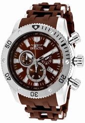 New Men's Invicta 10257 50mm Sea Spider Swiss Quartz Chorno Brown Rubber Watch