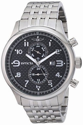 New Invicta 0369 Men's Specialty Dual Time Swiss Black Carbon Dial Steel Watch