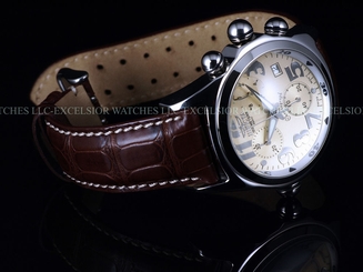 New Invicta Men's Grand Rounder Lupah Swiss Chrono Cream Dial SS Alligator Watch 722630846833